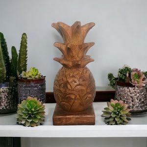 🍁 3 for $20! Zechos Hand Carved Wood Pineapple Decorative Statue